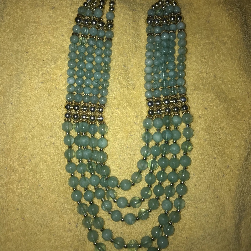 Teal Beaded Layered necklace